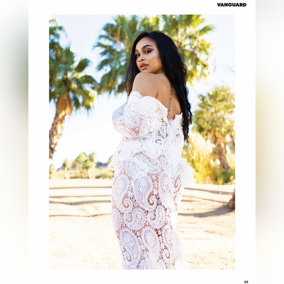 SAMPLE GOWN SET ONLY- CREE Boho White Crochet Mermaid Wedding Gown Set - Picture 2 of 14